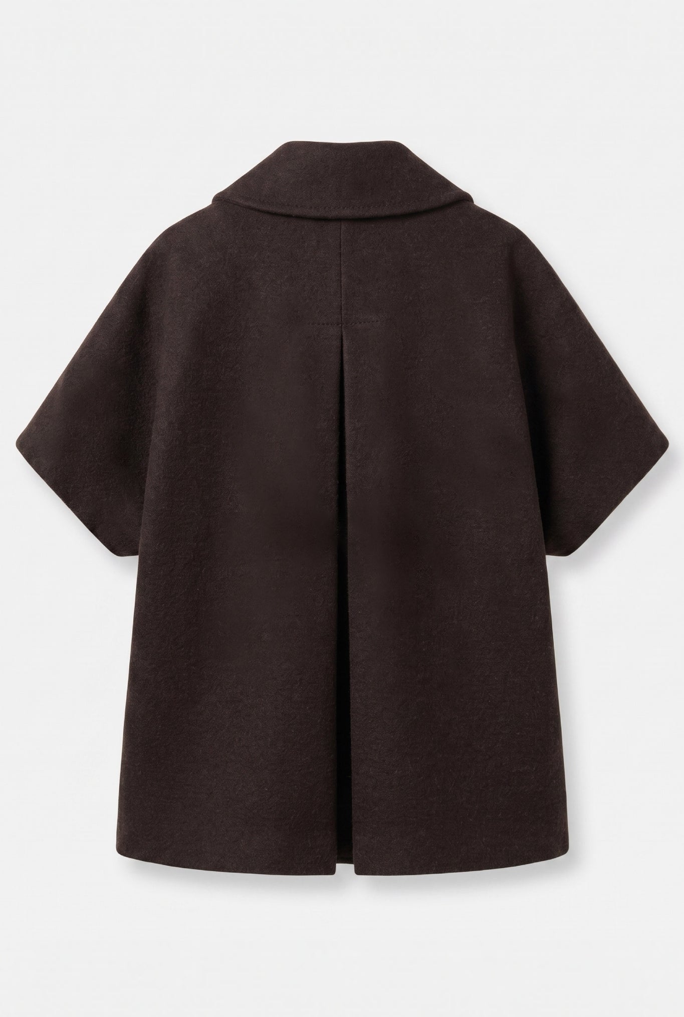 Short MOK Wool Coat - ROUNDED collar - Chocolate Brown