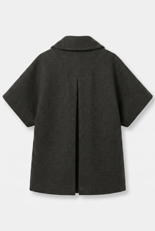 Short MOK Wool Coat - ROUNDED collar - Army