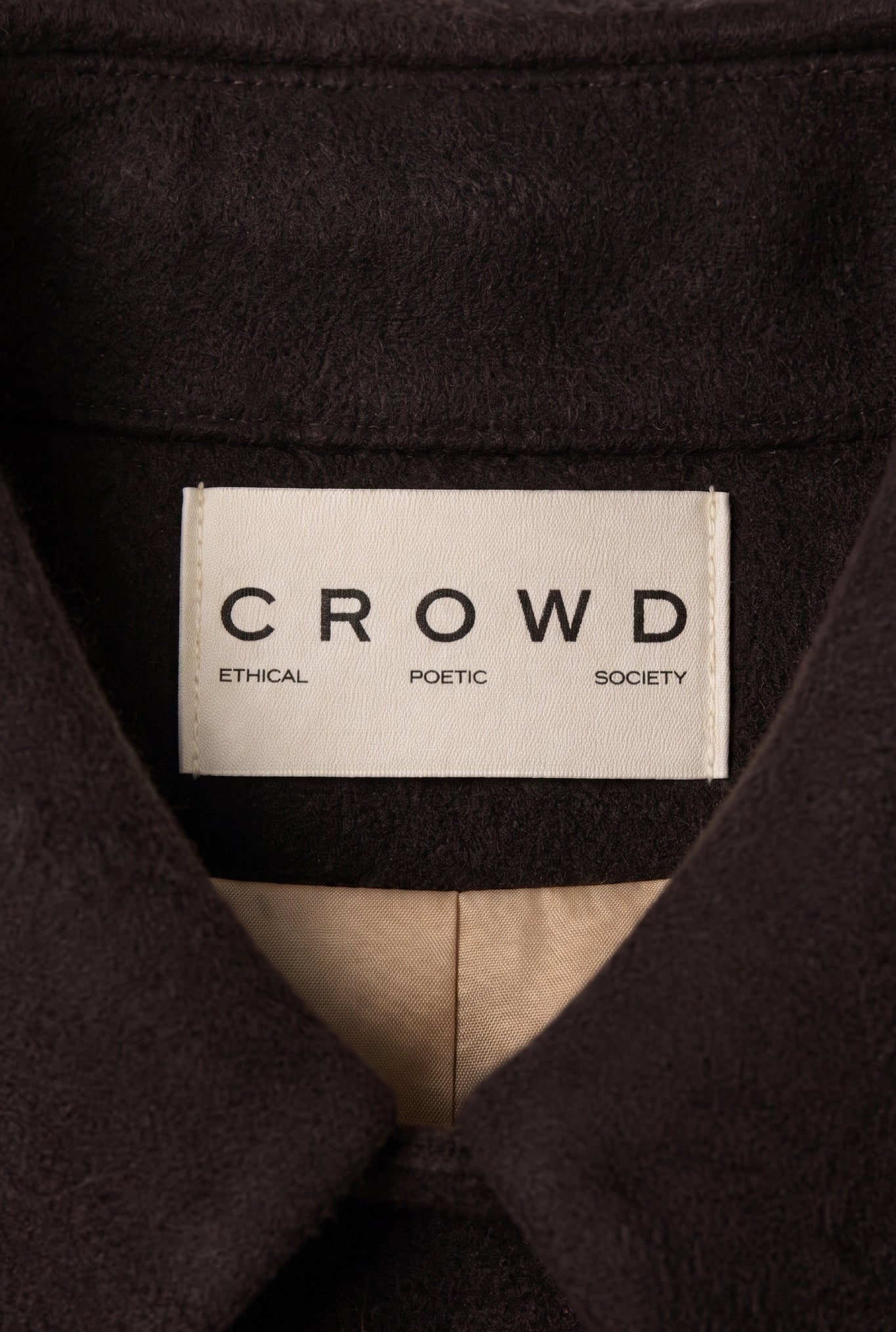 Long MOK Wool Coat - ROUNDED collar - Chocolate Brown
