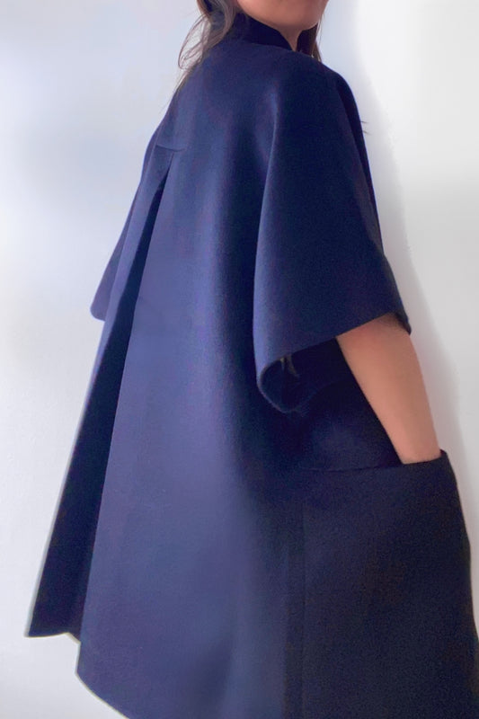 Short MOK Wool Coat - Navy