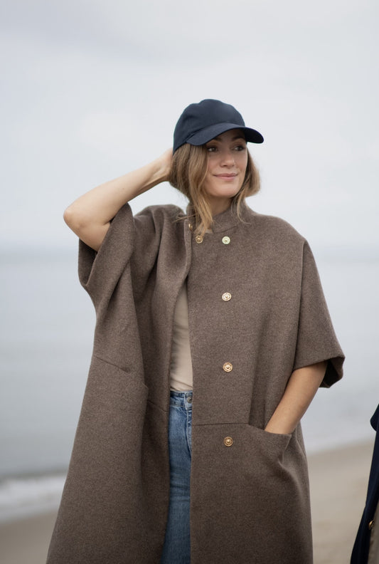 Long MOK Merino Wool Coat - Brown