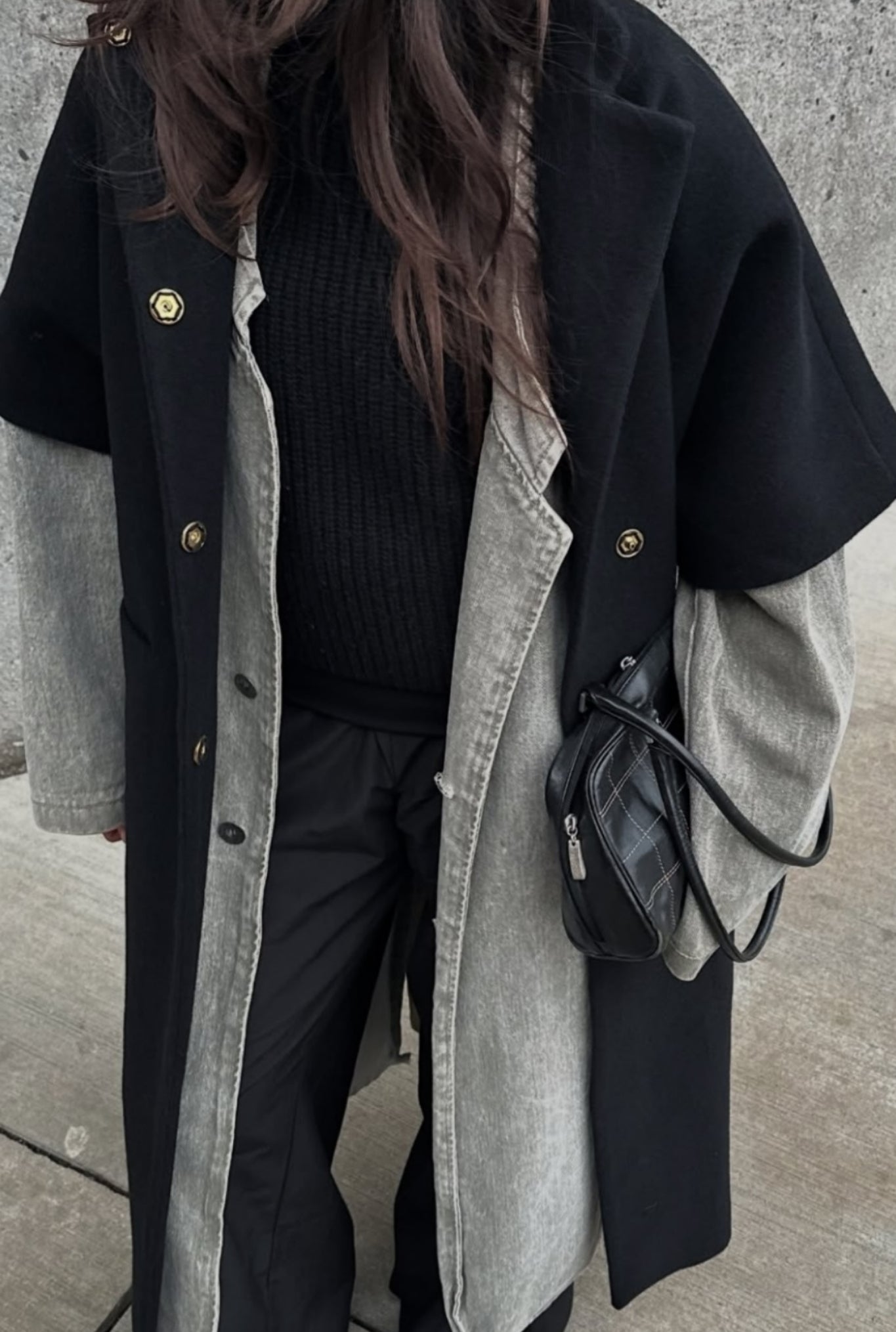 Long MOK Wool Coat - Black