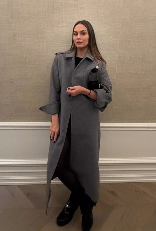Long Kim Wool coat - Grey Melange