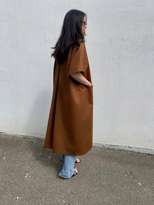 Long MOK Cotton Coat - Chocolate Brown