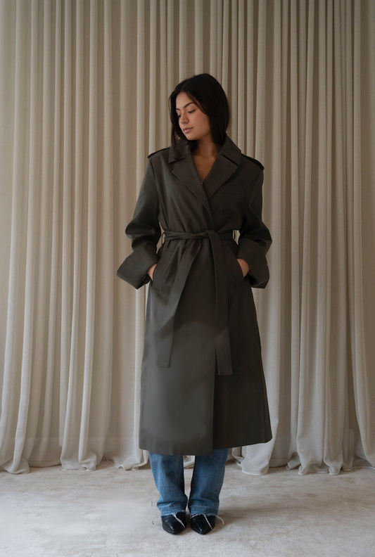 Long KIM Cotton Coat - Army