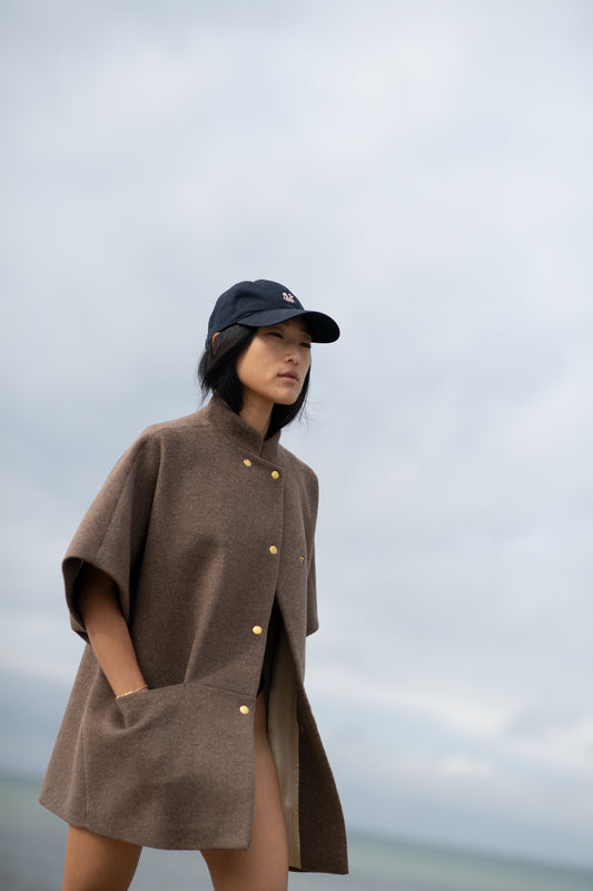 Short MOK Merino Wool Coat - Brown