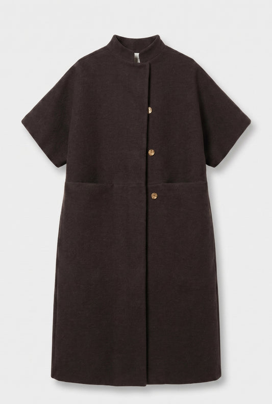 Long Mok wool coat - Chocolate Brown