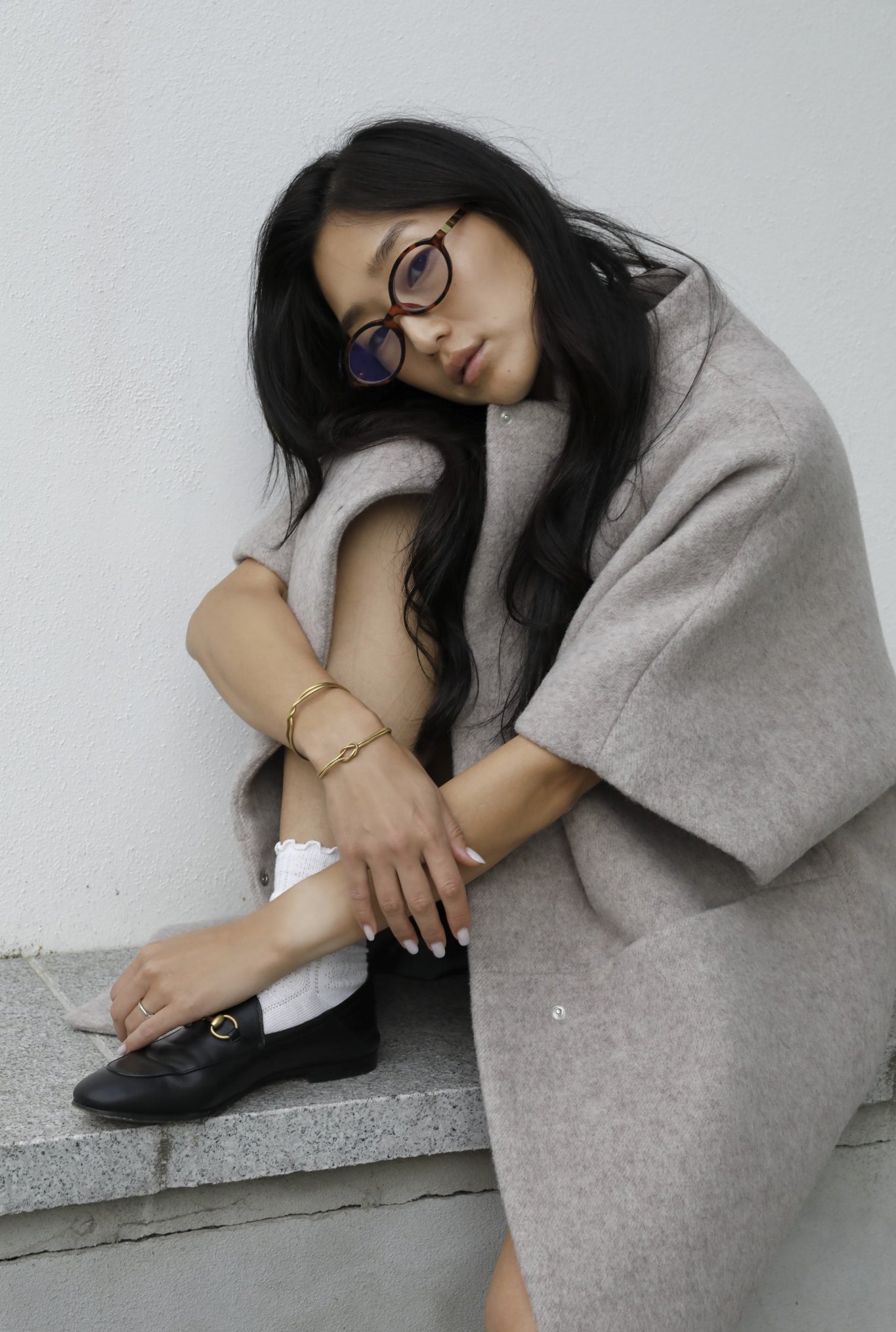 Short MOK Merino Wool Coat - Stone