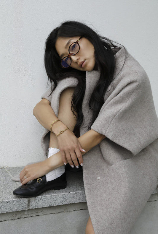 Short MOK Merino Wool Coat - Stone