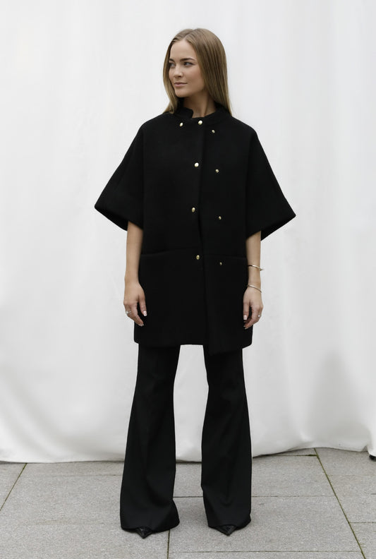 Short MOK Merino Wool Coat - Black
