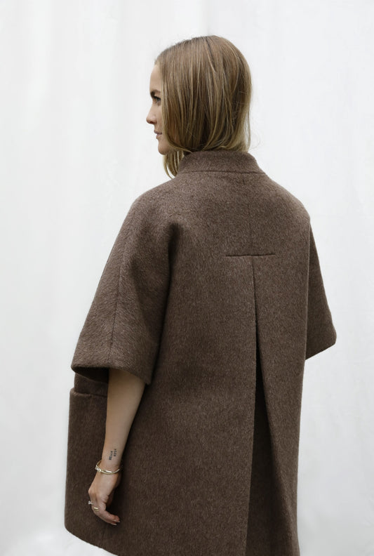 Short MOK Merino Wool Coat - Brown