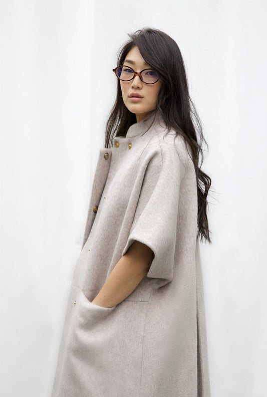 Long MOK Merino Wool Coat - Stone