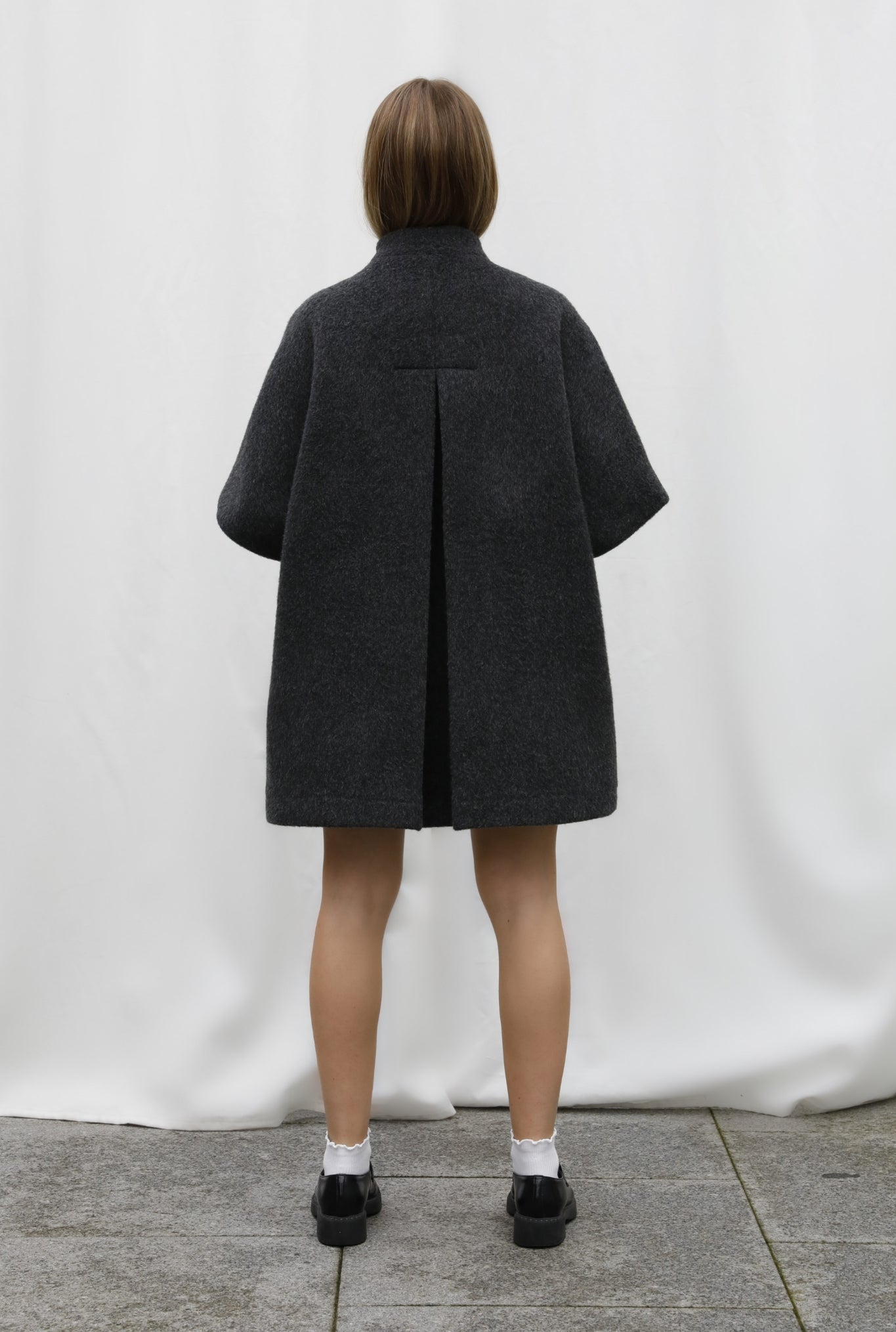 Short MOK Merino Wool Coat - Grey Melange