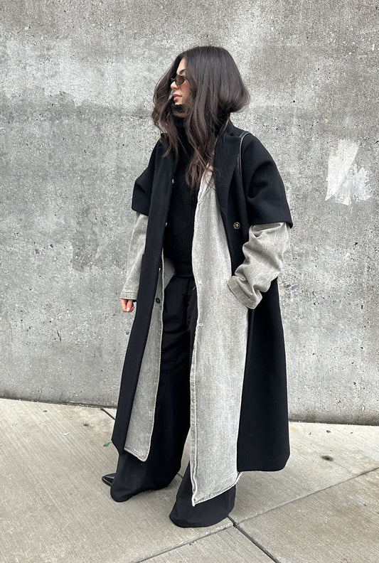Long MOK Wool Coat - Black