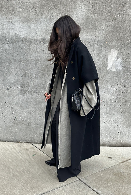 Long MOK Wool Coat - Black
