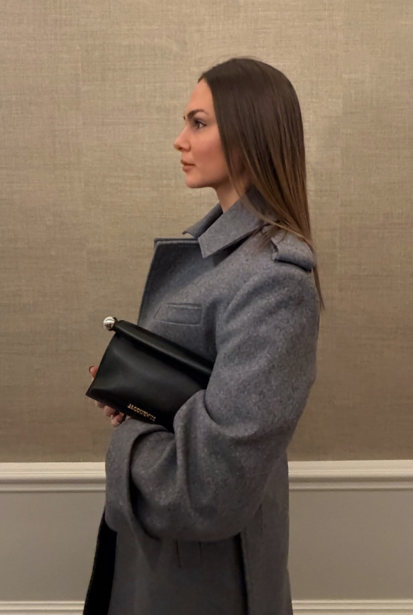 Long Kim Wool coat - Grey Melange