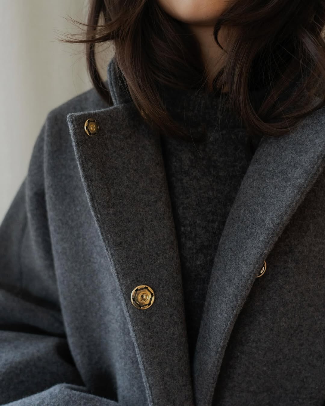 Long MOK Merino Wool Coat - Grey Melange