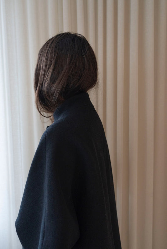 Long MOK Merino Wool Coat - Black