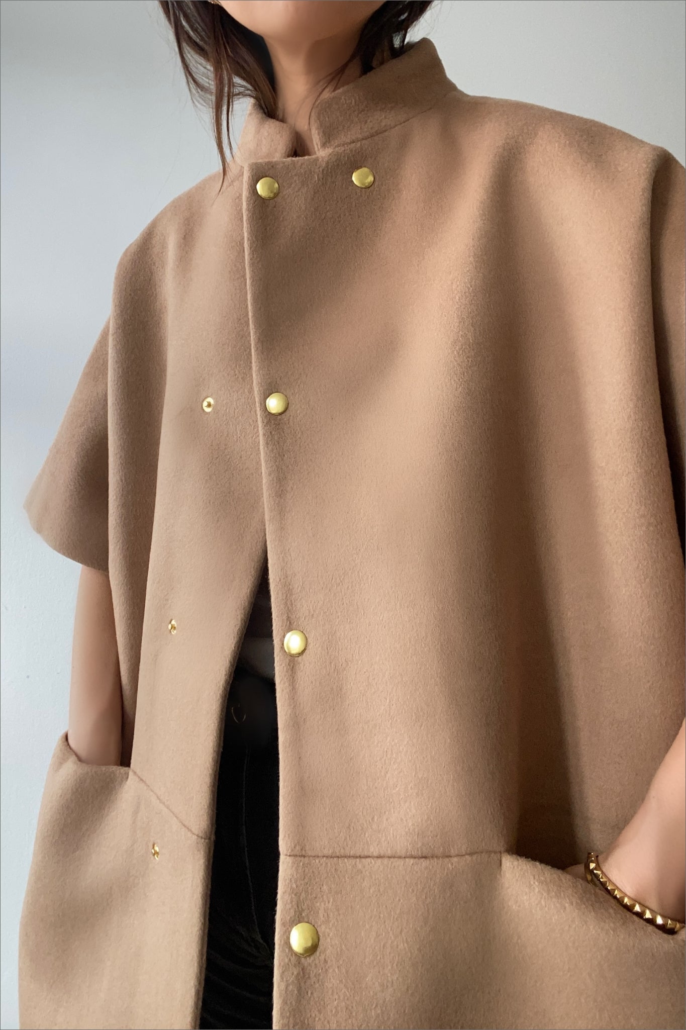 Mandarin collar wool clearance coat