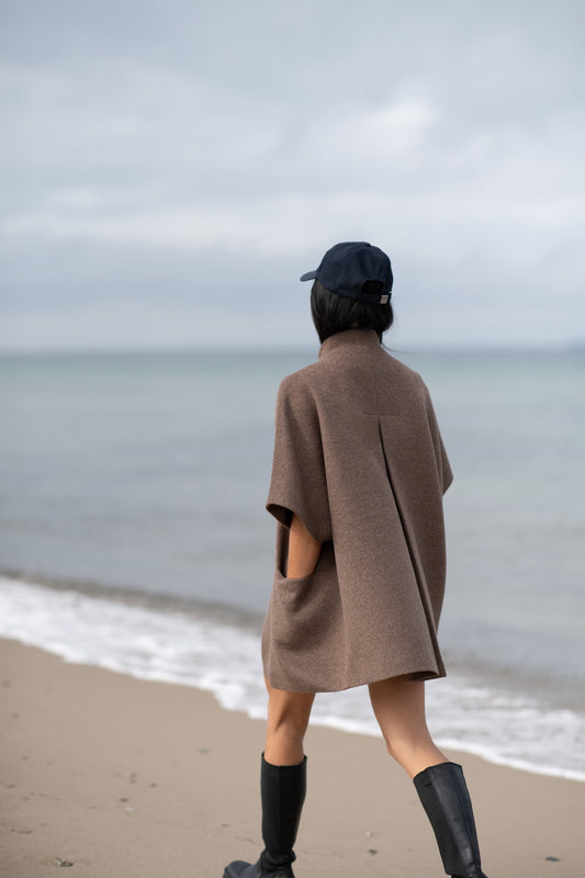 Short MOK Merino Wool Coat - Brown